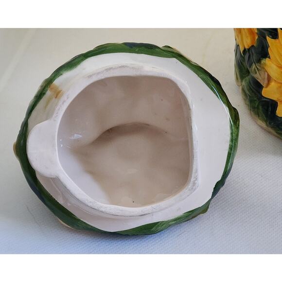 GINGER JAR/JAPAN-Cherry Blossoms-Bird-Gold Tone Trim-Cream Color-Lid-Shelf Decor - Picture 6 of 14